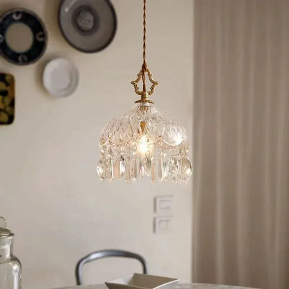 Lustre Pendente de Cristal Retro Francês Luxuoso