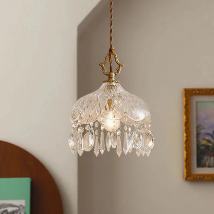Lustre Pendente de Cristal Retro Francês Luxuoso