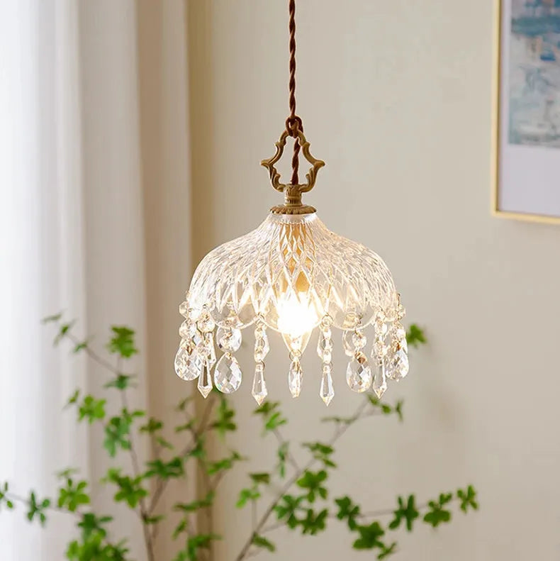 Lustre Pendente de Cristal Retro Francês Luxuoso