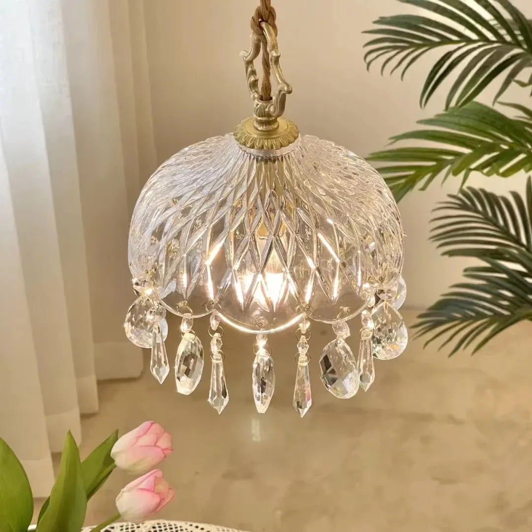 Lustre Pendente de Cristal Retro Francês Luxuoso