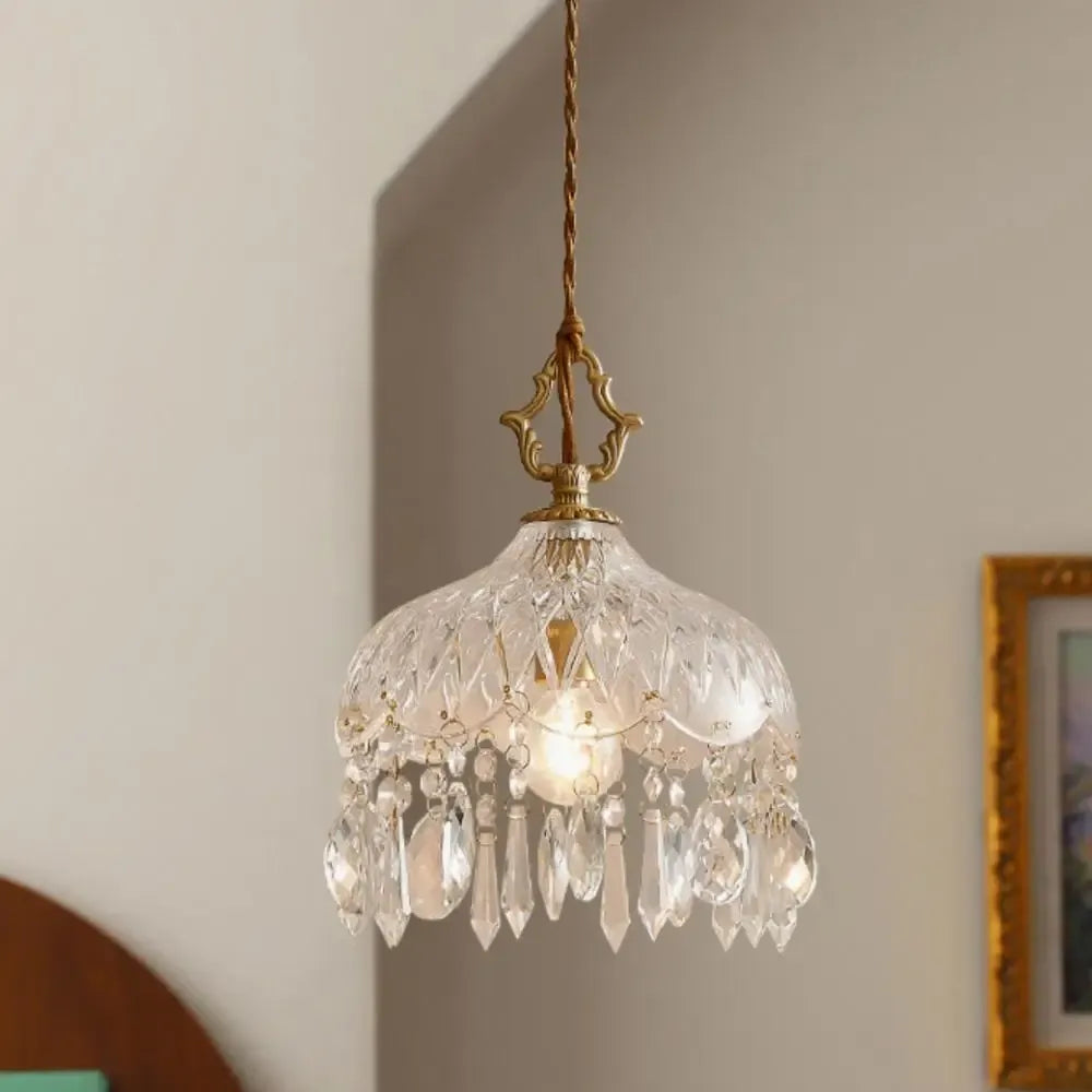 Lustre Pendente de Cristal Retro Francês Luxuoso