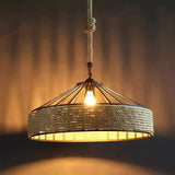 Lustre Retro Industrial de Corda de Cânhamo