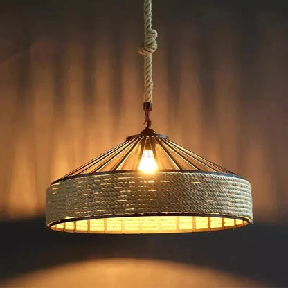Lustre Retro Industrial de Corda de Cânhamo