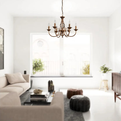 Lustre Rústico de Bronze com 6 Luzes