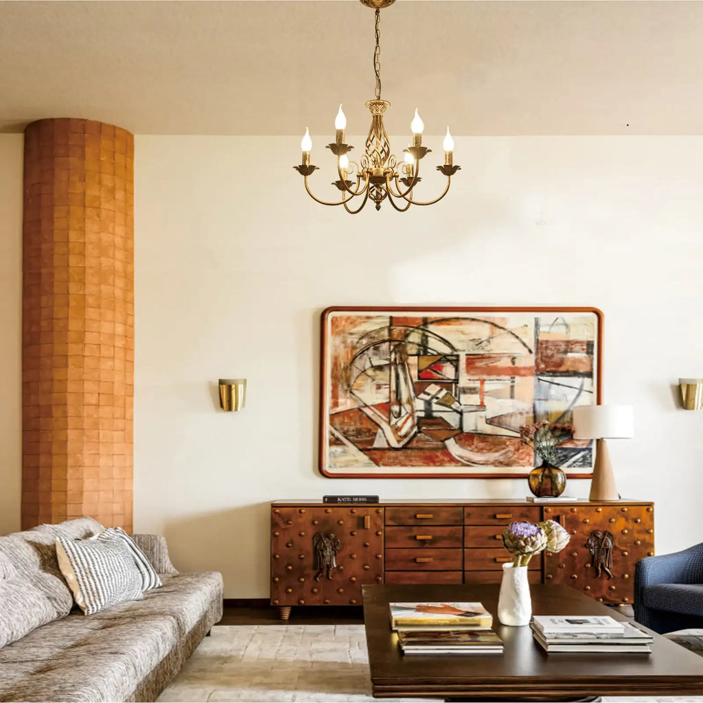 Lustre Rústico de Bronze com 6 Luzes