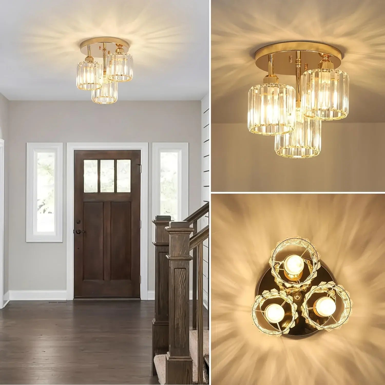 Lustre de Cristal Luxo Moderno 3 Luzes