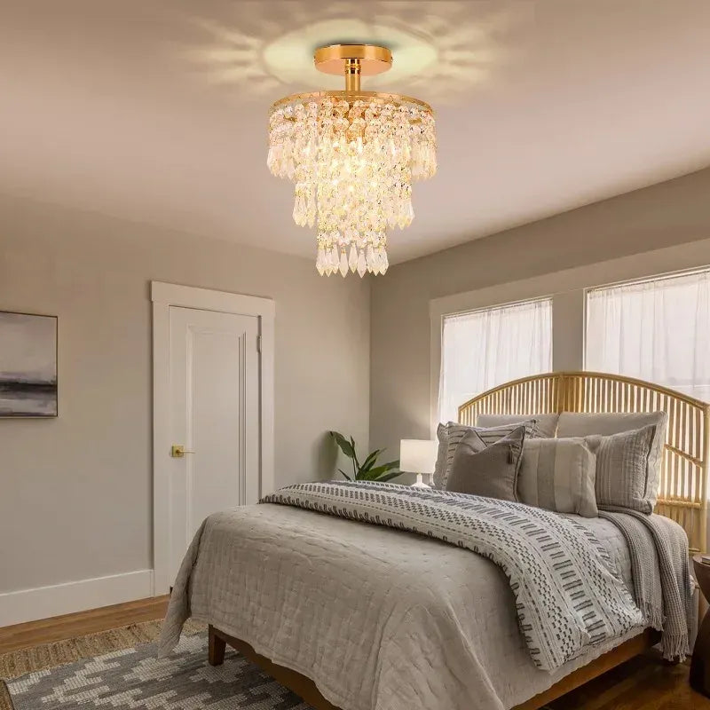 Lustre de Cristal Luxuoso com 3 Camadas