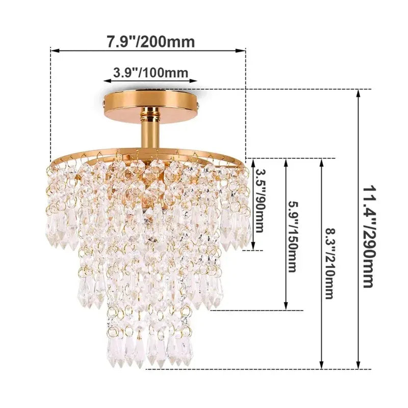 Lustre de Cristal Luxuoso com 3 Camadas