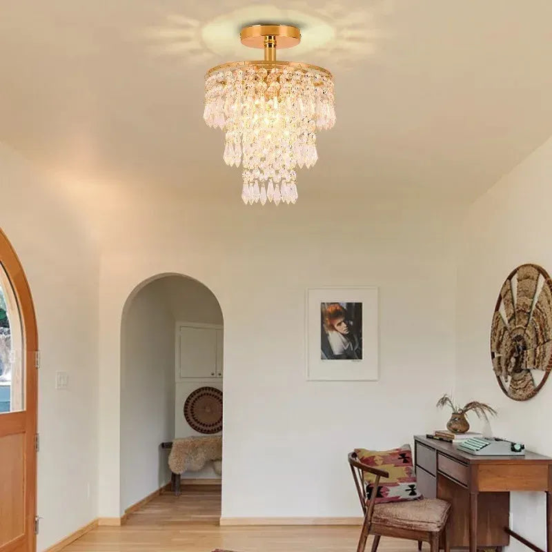 Lustre de Cristal Luxuoso com 3 Camadas