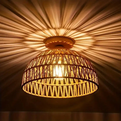 Lustre de Teto Artesanal Vime Semi-Circular