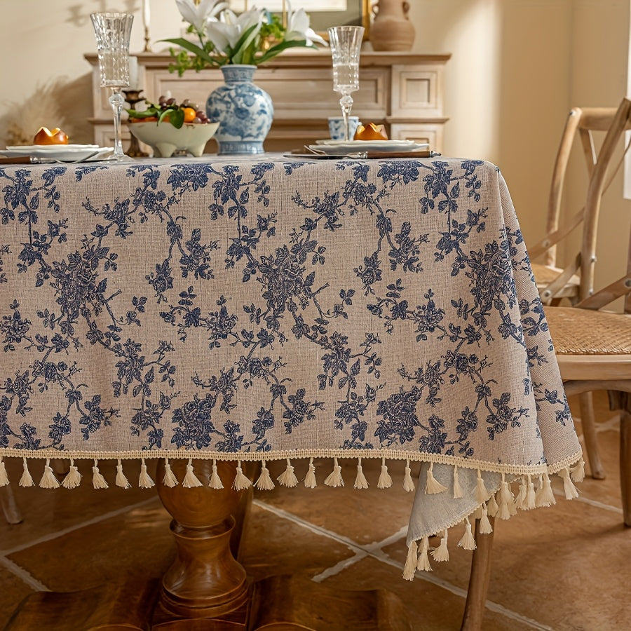 Toalha_de_Mesa_Floral_Azul_Estilo_Linho_com_Franjas_1